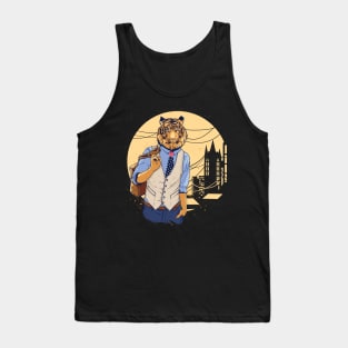 Tiger Face Art Working Class Patriotic Tiger Gift Tank Top